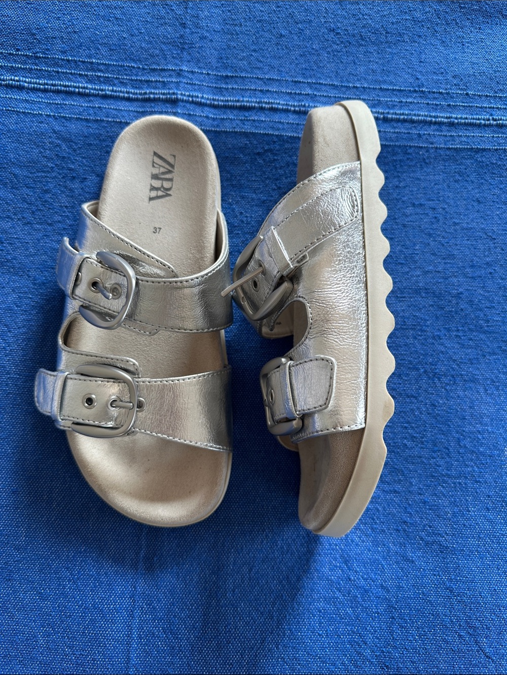 Zara Silver Sandals 37 - Picture 2 of 4